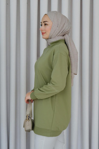 Süs Dikişli Tunik Fıstık Yeşil