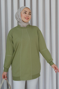 Süs Dikişli Tunik Fıstık Yeşil