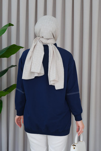 Süs Dikişli Tunik Lacivert