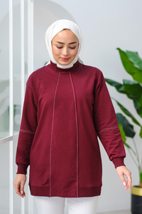 Süs Dikişli Tunik Mürdüm