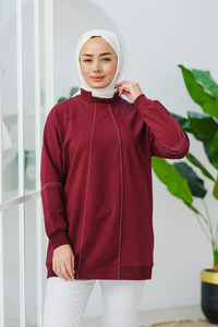 Süs Dikişli Tunik Mürdüm