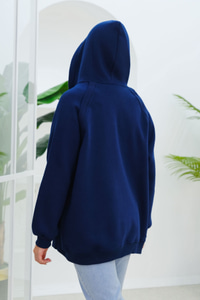Süveter Detay Kapüşonlu Hırka Lacivert