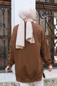 Süzene Nakış Tunik Kahverengi