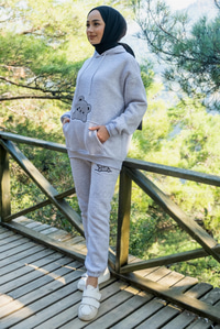 Uygun Fiyatlı SUZUNE AYICIK NAKISLI TAKIM GRI | Loccomoda.com 