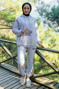 Uygun Fiyatlı SUZUNE AYICIK NAKISLI TAKIM GRI | Loccomoda.com 