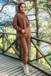 Uygun Fiyatlı SUZUNE AYICIK NAKISLI TAKIM KAHVERENGI | Loccomoda.com 