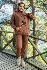 Uygun Fiyatlı SUZUNE AYICIK NAKISLI TAKIM KAHVERENGI | Loccomoda.com 