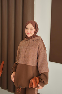 Sweatı Pullu Takım Kahverengi