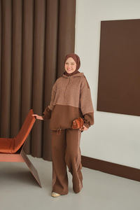 Sweatı Pullu Takım Kahverengi