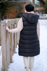 Tam Dolum Kapüşonlu Şişme Yelek Siyah