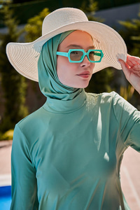 Tam Kapalı Tesettür Mayo Fıstık Yeşil