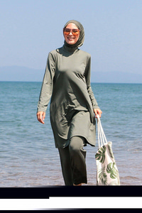 Tam Kapalı Tesettür Mayo Haki Yeşil