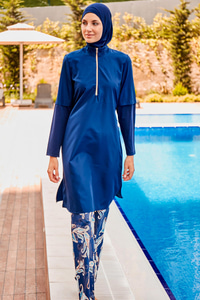 Tam Kapalı Tesettür Mayo Lacivert