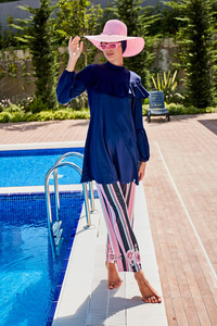 Tam Kapalı Tesettür Mayo Lacivert