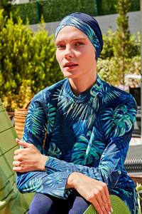 Tam Kapalı Tesettür Mayo Mavi