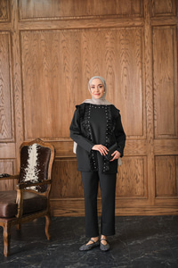 Taş Aksesuarlı Takım Siyah