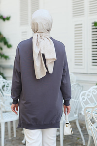 Taş Aksesuarlı Tunik Antrasit