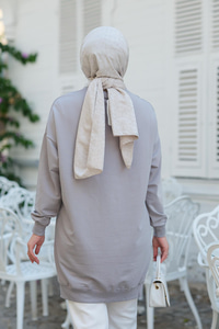Taş Aksesuarlı Tunik Gri