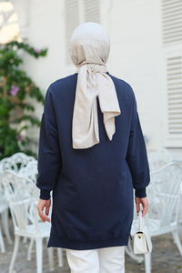 Taş Aksesuarlı Tunik Lacivert