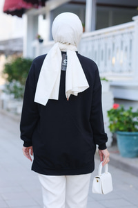 Taş Aksesuarlı Tunik Siyah