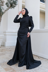 Taş Detay Abiye Siyah