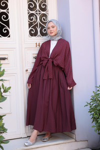 Taş Detay Bağlamalı Takım Bordo