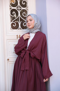 Taş Detay Bağlamalı Takım Bordo