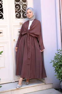 Taş Detay Bağlamalı Takım Kahverengi