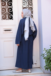 Taş Detay Bağlamalı Takım Lacivert