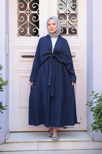 Taş Detay Bağlamalı Takım Lacivert