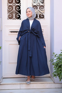 Taş Detay Bağlamalı Takım Lacivert