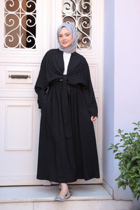 Taş Detay Bağlamalı Takım Siyah