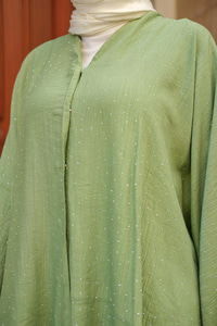 Taş Detay Etekli Takım Haki Yeşil