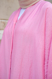 Taş Detay Etekli Takım Pembe