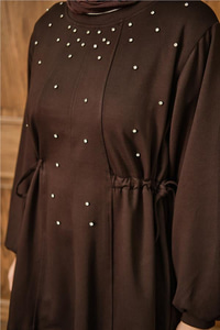 Taş Detay İkili Takım Kahverengi