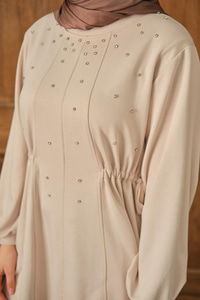 Taş Detay İkili Takım Krem