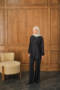 Taş Detay İkili Takım Lacivert