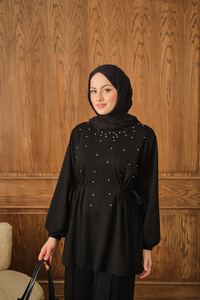 Taş Detay İkili Takım Siyah