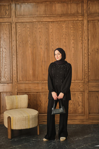 Taş Detay İkili Takım Siyah