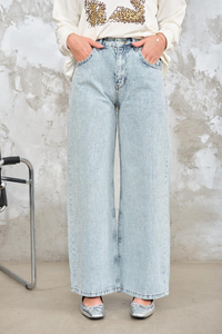 Taş Detay Kot Pantolon Buz Mavi
