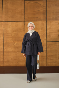 Taş Detay Kot Takım Lacivert