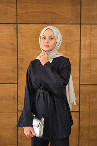 Taş Detay Kot Takım Lacivert