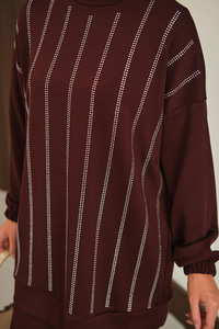 Taş Detay Takım Bordo