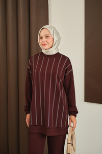 Taş Detay Takım Bordo