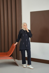 Taş Detay Takım Lacivert