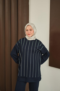 Taş Detay Takım Lacivert