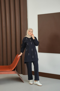 Taş Detay Takım Lacivert