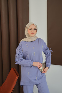 Taş Detay Takım Lila