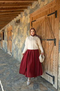 Taş Detay Triko Ceket Bej