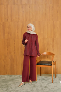 Taş Detay Triko Takım Bordo